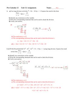 Pre-Calculus 12 Unit 3.2 Assignment.