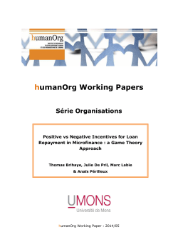 humanOrg Working Papers - Universit&eacute; de Mons