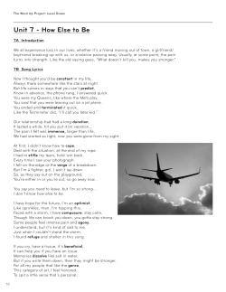 Unit 7 - How Else to Be