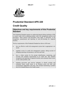 APS 220 Credit Quality - Australian Prudential Regulation Authority