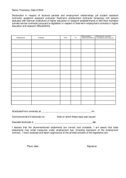 Name, Forename, Date of Birth Declaration in respect of doctoral