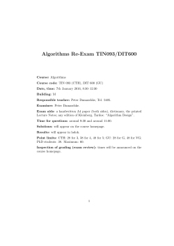 Algorithms Re-Exam TIN093/DIT600