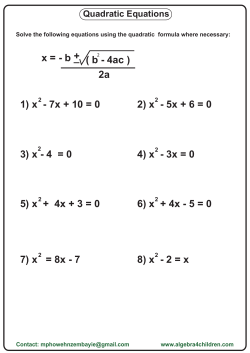 1) x - 7x + 10 = 0 2) x - 5x + 6 = 0 5) x + 4x + 3 = 0 6) x + 4x