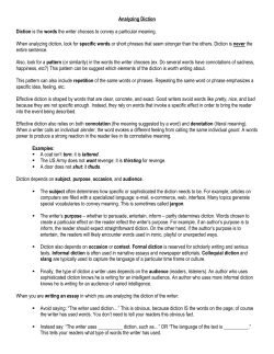 Analyzing Diction