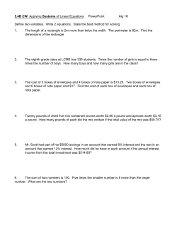 5.4B CW Applying Systems of Linear Equations PowerPoint Alg 1H