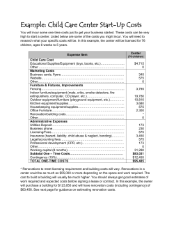 Example: Child Care Center Start-Up Costs - Self-Help