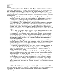 The disunity characterized after the fall of the Mughal Empire and