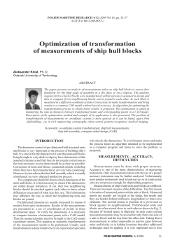 Optimization of transformation of measurements of ship hull blocks