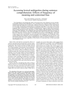 Accessing lexical ambiguities during sentence comprehension