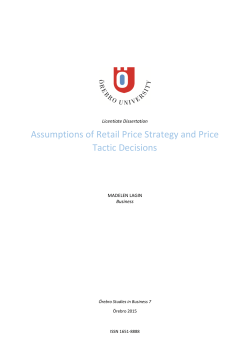 Assumptions of Retail Price Strategy and Price Tactic Decisions