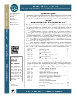 Spanish Programs Spanish Associate in Arts for Transfer Degree