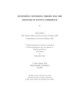 extending centering theory for the measure of entity coherence