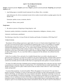 KEY TO FORGIVENESS By Juanita U.