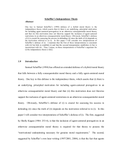 Scheffler`s Independence Thesis - Philosophy
