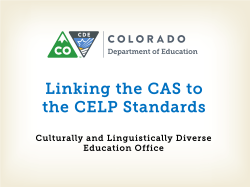 Linking the CAS to the CELP Standards