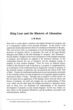 Buck, Andrew R --- "King Lear and the Rhetoric of Alienation" [1996