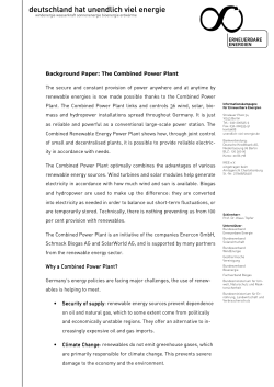 Background Paper: The Combined Power Plant The secure and