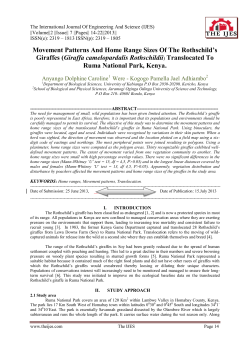 Movement Patterns And Home Range Sizes Of The