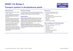 GRADE 11A: Biology 2 Transport systems in dicotyledonous plants