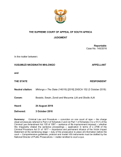 THE SUPREME COURT OF APPEAL OF SOUTH AFRICA
