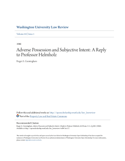Adverse Possession and Subjective Intent