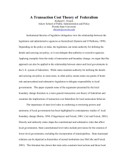 A Transaction Cost Theory of Federalism