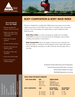 Body composition, Body Mass Index and Weight Loss