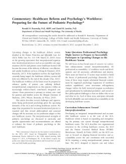 Commentary: Healthcare Reform and Psychology`s Workforce