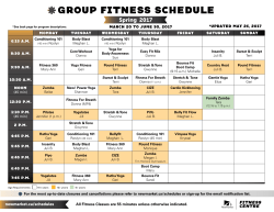 Group Fitness Schedule Spring 2017