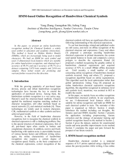 HMM-Based Online Recognition of Handwritten Chemical Symbols