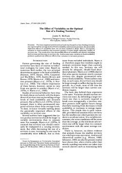 The Effect of Variability on the Optimal Size of a Feeding Territory1