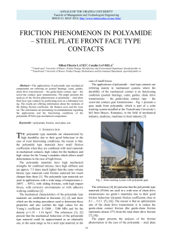 friction phenomenon in polyamide &ndash; steel plate front face type contacts