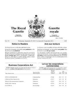 The Royal Gazette / Gazette royale (13/09/25)