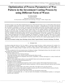 Optimization of Process Parameters of Wax Pattern in the Investment