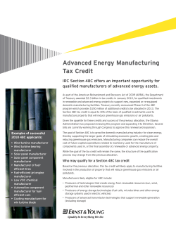 Advanced energy manufacturing tax credit