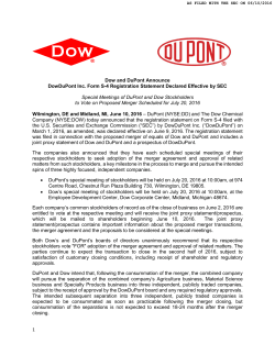 1 Dow and DuPont Announce DowDuPont Inc. Form S