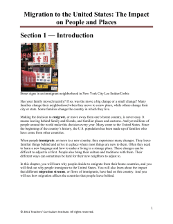 Migration to the United States: The Impact on People and Places