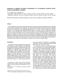 Ordination of Epiphytic Bryophyte Communities in a Wet