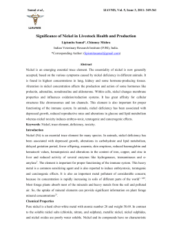 Significance of Nickel in Livestock Health and
