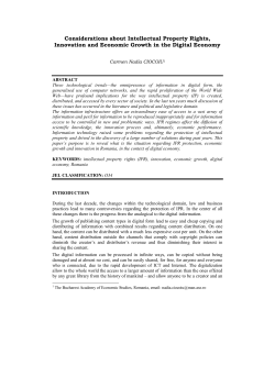 Considerations about Intellectual Property Rights, Innovation