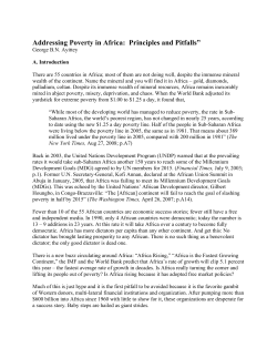 Addressing Poverty in Africa: Principles and Pitfalls&rdquo;