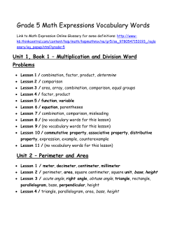 Grade 5 Math Expressions Vocabulary Words