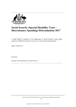 (Special Disability Trust &ndash; Discretionary Spending) Determination