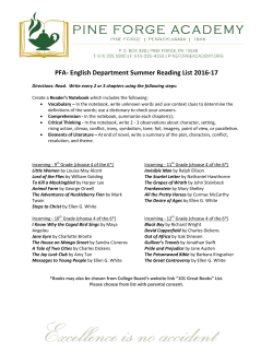 English &ndash; Book List - Pine Forge Academy