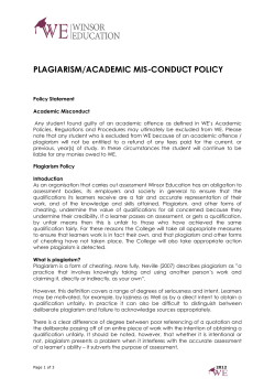 Plagiarism Policy - Winsor Education