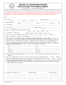 house of representatives application for
