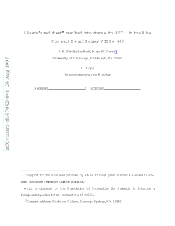 Baade`s red sheet resolved into stars with HST in the Blue Compact