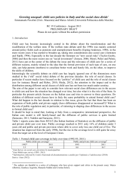 child care policies in Italy and the social class divide1