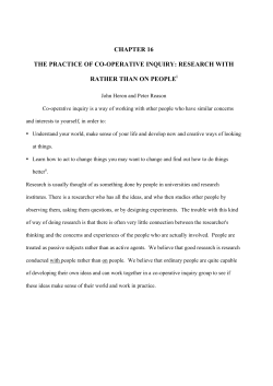 The practice of co-operative inquiry: Research