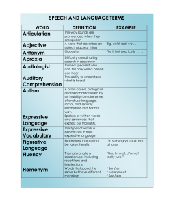 SPEECH AND LANGUAGE TERMS Articulation Adjective Antonym